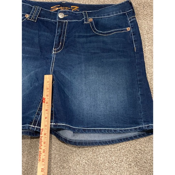 Seven7 LUXE Women's Stretch Blue Denim Jean Bermuda Shorts Size 24W - Picture 5 of 10